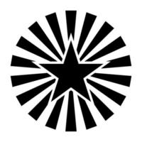 estrella con el símbolo del sol naciente aislado sobre fondo blanco vector