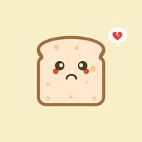 vector funny cartoon cute sliced bread character isolated on color background. Bakery label mascot. Vector flat cartoon character illustration icon. Toast,good morning card, breakfast concept