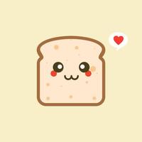 vector funny cartoon cute sliced bread character isolated on color background. Bakery label mascot. Vector flat cartoon character illustration icon. Toast,good morning card, breakfast concept