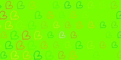 Light Green, Yellow vector pattern with colorful hearts.