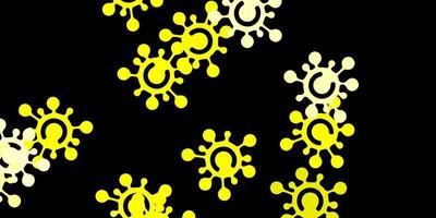 Dark yellow vector pattern with coronavirus elements.