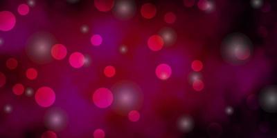 Dark Pink vector template with circles, stars.