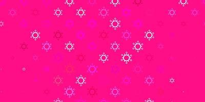 Light pink vector backdrop with virus symbols.