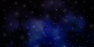 Dark BLUE vector template with neon stars.