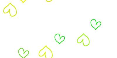 Light Green, Yellow vector pattern with colorful hearts.