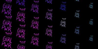 Dark Pink, Blue vector texture with women's rights symbols.