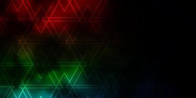 Telón de fondo de vector multicolor oscuro con líneas, triángulos.