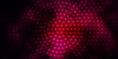 Dark Pink vector background with colorful stars.