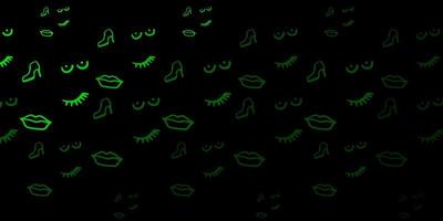 Dark Green vector texture with women's rights symbols.