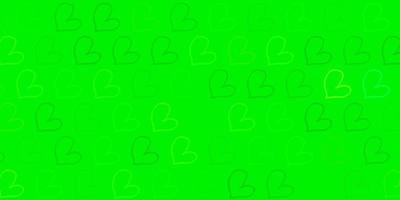 Light Green vector backdrop with sweet hearts.