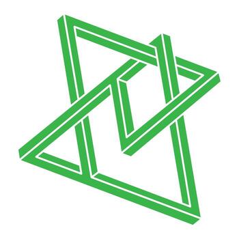 Optical illusion logo. Impossible shapes. Sacred geometry figures. Abstract eternal geometric objects. Impossible endless outline shapes. Optical art. Impossible geometry shape on a white background. vector