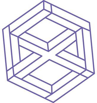 Impossible shape. Logo. Sacred geometry figure. Optical illusion. Abstract eternal geometric object. Impossible endless outline. Line art. Optical art. Impossible geometry shape on a white background. vector