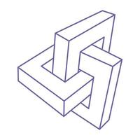 Impossible shapes. Optical illusion. Sacred geometry figure. Abstract eternal geometric object. Impossible endless outline. Optical art. Impossible geometry shape on a white background. vector