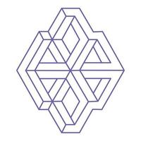 Impossible shape. Sacred geometry figure. Optical illusion. Abstract eternal geometric object. Impossible endless outline. Optical art. Impossible geometry shape on a white background. vector