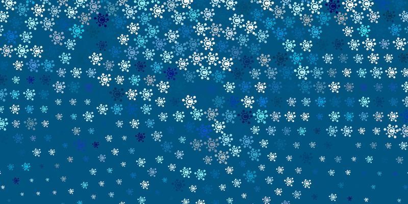 Light BLUE vector background with covid-19 symbols.
