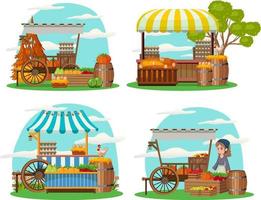 Flea market concept with set of different stores vector