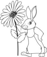 Rabbit doodle outline for colouring vector