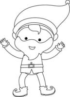 Cute elf doodle outline for colouring vector