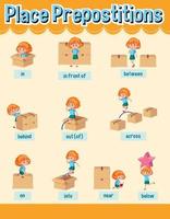 Preposition wordcard with girl and box vector