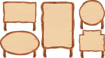 conjunto de banner de letrero de madera vector