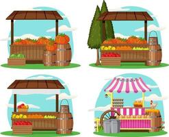 Flea market concept with set of different stores vector