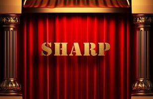 sharp golden word on red curtain photo