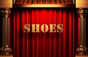 shoes golden word on red curtain photo