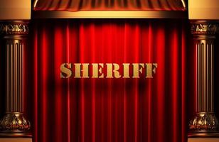 sheriff golden word on red curtain photo