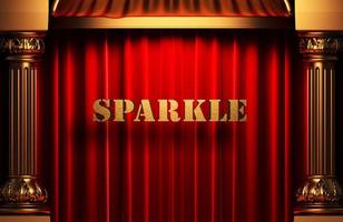 sparkle golden word on red curtain photo