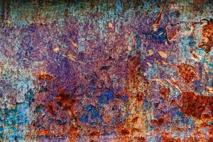 Grunge metal coroded texture. Old rusty metal plate heavily aged corrosion stain creates a grungy frame. photo