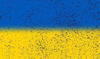 ukraine flag on grunge textured background. Save Ukraine from russia concept. vector illustration photo