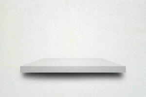 Empty top of concrete shelves on cement wall background. For product display photo