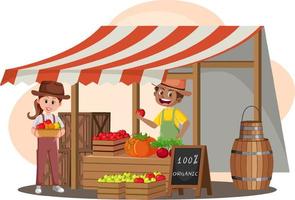 Flea market concept with fruit store vector