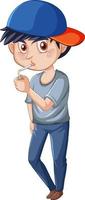 Teenager boy smoking cigarette smoking cartoon character on white background vector