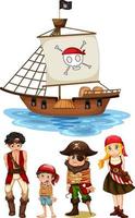 Set of different pirates cartoon characters vector