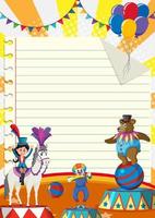 Circus poster background with cartoon character vector