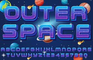 A set of English alphabet space font on space background vector