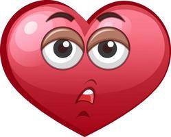 Tired heart emoticon on white background vector