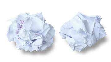 Two crumpled paper ball on a white background. photo