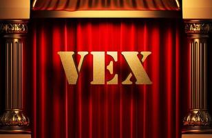 vex golden word on red curtain photo