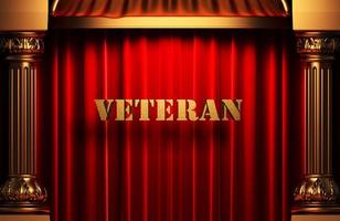veteran golden word on red curtain photo