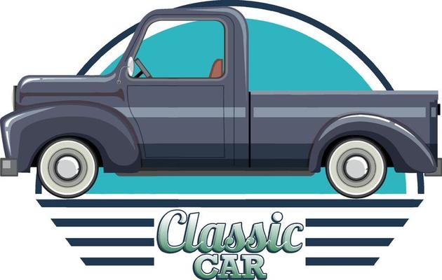 Classic car logo with classic car on white background