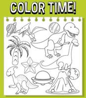 Worksheets template with color time text vector