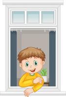 View through the window of cartoon character vector