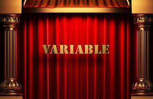 variable golden word on red curtain photo