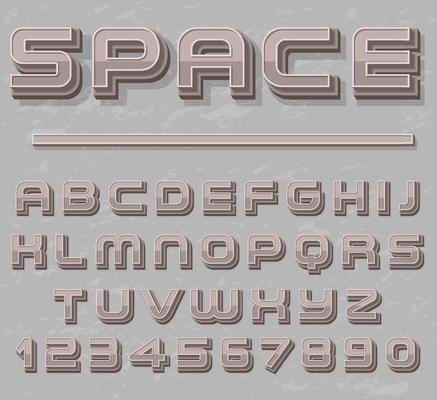 A set of English alphabet space font