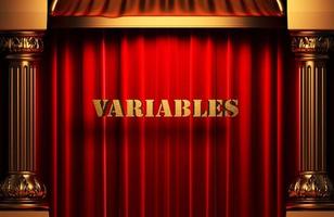 variables golden word on red curtain photo