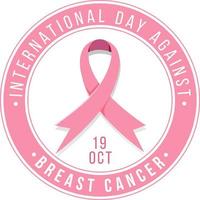 International Day Against Breast Cancer banner with pink ribbon symbol vector