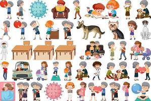 Set of different activities people in cartoon style vector