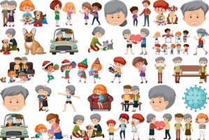 Set of different activities people in cartoon style vector